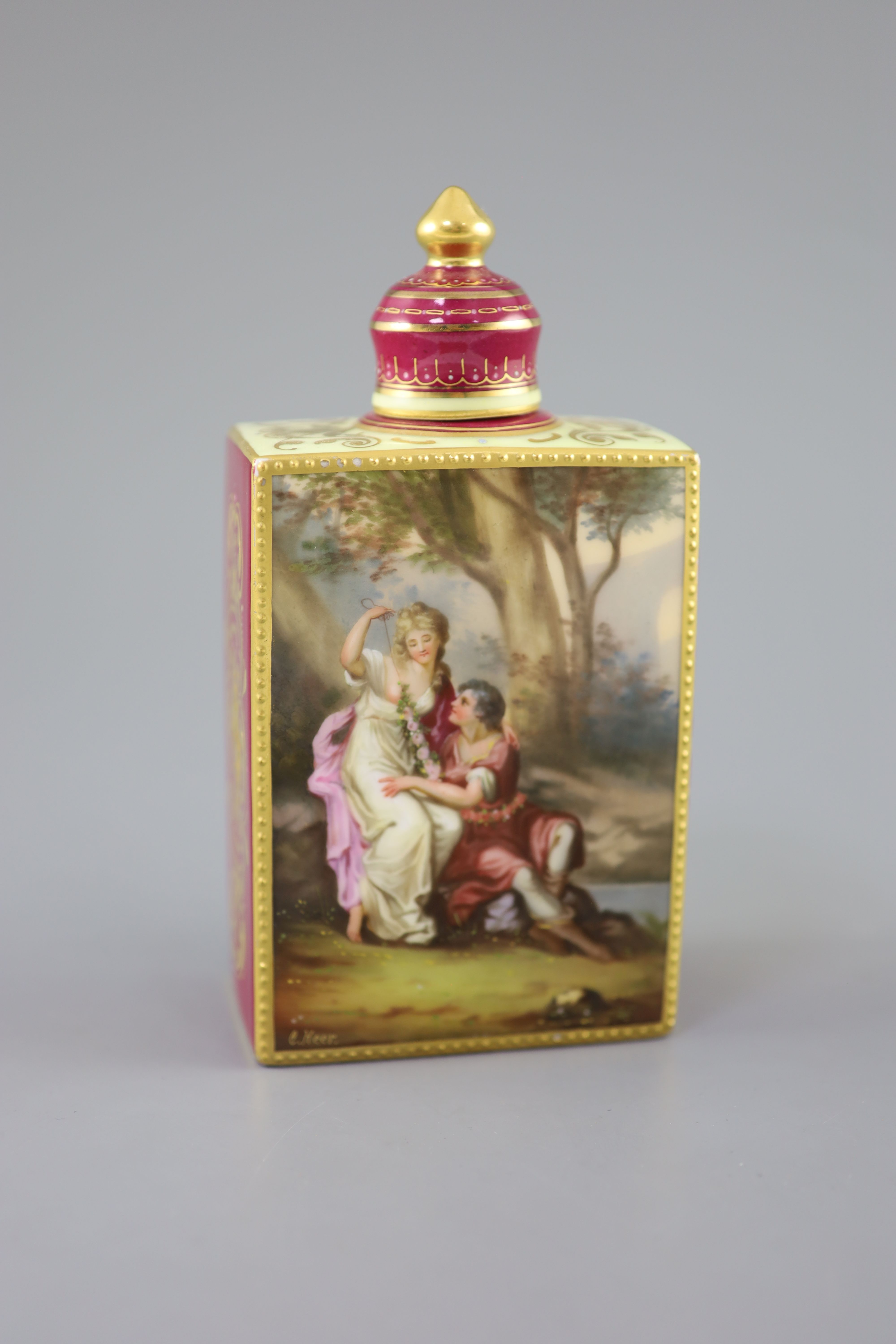 A Vienna style porcelain tea caddy, height 17cm